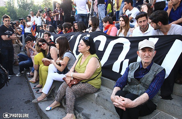 A protest sit-in against energy price increase on Freedom Square