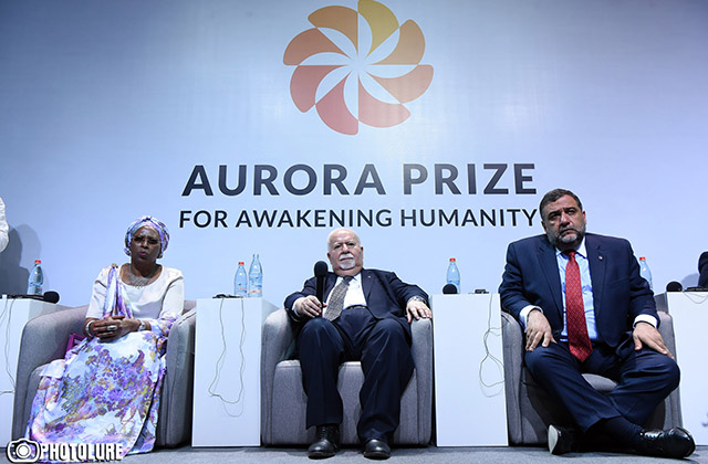 Ruben Vardanyan and other organizers of 'Aurora Prize' gave a press conference at Karen Demirchyan Sports and Concerts Complex