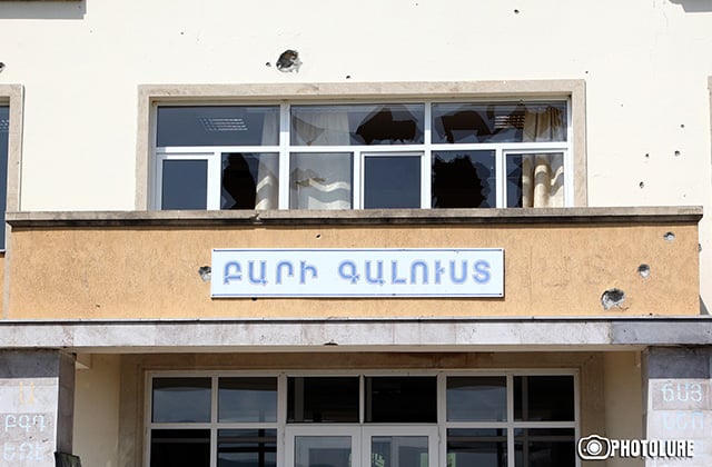 A school after bombing by the Azerbaijani army in Martakert, Nagorno-Karabakh