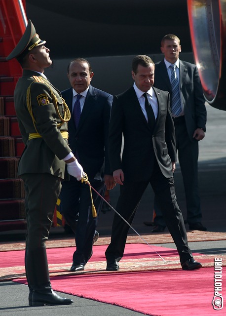 RA Prime Minister Hovik Abrahamyan welcomed Russian Prime Minister Dmitry Medvedev at 'Zvartnots' airport