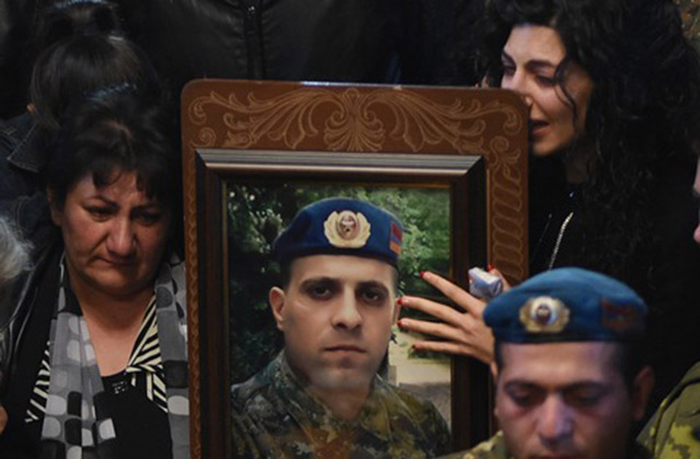 Requiem for a soldier Sasun Mkrtchyan who was killed during the clashes between the Nagorno-Karabakh and Azerbaijan took place at the St. Hovhannes Church in Yerevan, Armenia 04.04.2016
