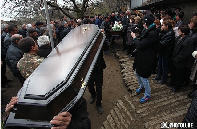 04.04.2016. Last farewell ceremony was served to the 12-year-old child Vagharshak Grigoryan from Her-Her village of Martuni Region who was one the first victims during clashes that erupted on 02 April 2016 as part of a territorial conflict between Armenia and Azerbaijan in Nagorno-Karabakh Republic. Her-Her village, Martuni region Nagorno-Karabakh