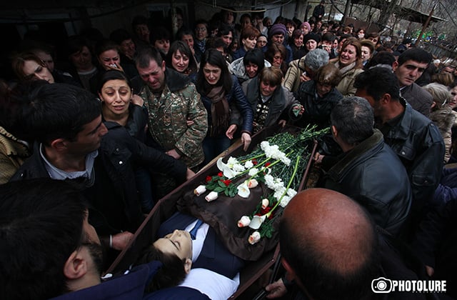 04.04.2016. Last farewell ceremony was served to the 12-year-old child Vagharshak Grigoryan from Her-Her village of Martuni Region who was one the first victims during clashes that erupted on 02 April 2016 as part of a territorial conflict between Armenia and Azerbaijan in Nagorno-Karabakh Republic. Her-Her village, Martuni region Nagorno-Karabakh