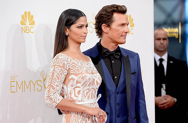 LOS ANGELES, CA - AUGUST 25:  66th ANNUAL PRIMETIME EMMY AWARDS -- Pictured: (l-r) Model Camila Alves and actor Matthew McConaughey arrives to the 66th Annual Primetime Emmy Awards held at the Nokia Theater on August 25, 2014.  (Photo by Kevork Djansezian/NBC/NBC via Getty Images)