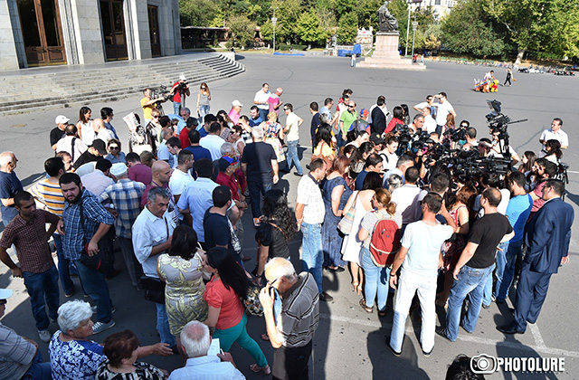 A rally initiated by the Armenian media representatives with slogan 'For the Freedom of Speech' took place on Freedom Square