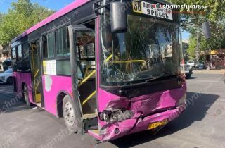 Երևանում բախվել են 38 երթուղու ավտոբուսն ու «Toyota»-ն. մեկ մարդ հոսպիտալացվել է