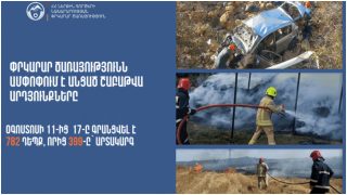 1 շաբաթում գրանցվել է 782 դեպք, որից 399-ը՝ արտակարգ. Փրկարար ծառայություն