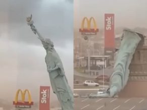 Բրազիլիայում Ազատության արձանի կրկնօրինակը պատվանդանից ընկել ուժեղ քամու հետևանքով