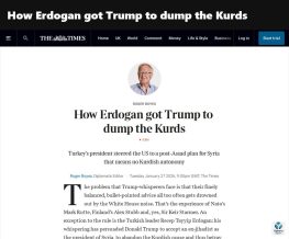 Քրդերը այժմ միայնակ են, քանի որ Թրամփը Էրդողանի քաղաքականությունն ընդունել է որպես իր սեփականը. The Times