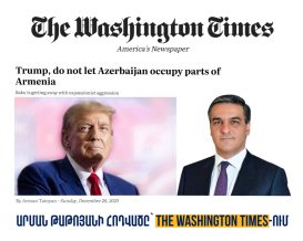 Թրամփ, թույլ մի տվեք, որ Ադրբեջանն օկnւպացնի Հայաստանի տարածքները. Արման Թաթոյանի հոդվածը հրապարակվել է The Washington Times-ում