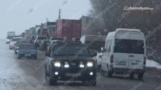 Արագածոտնի մարզում, մերկասառույց ճանապարհի պատճառով, առաջացել է մոտ 18 կիլոմետրի հասնող խցանում